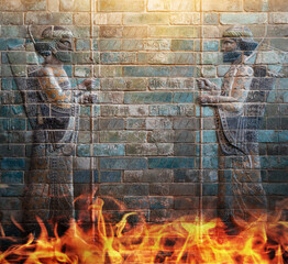 Ancient image of Assyrian warriors. Historical excursion on the subject of civilizations of...