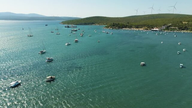 Drone shooting of Sığacık, Sigacik, Teos Seferihisar, Izmir, İzmir