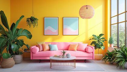 Colourful living room Contemporary Interior Design Style