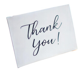 A beautiful thank you card featuring elegant script, ideal for expressing gratitude in personal isolated on transparent background