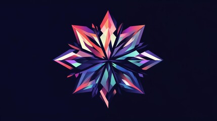 Single snowflake with geometric design, flat , modern style, cool tones, sharp angles