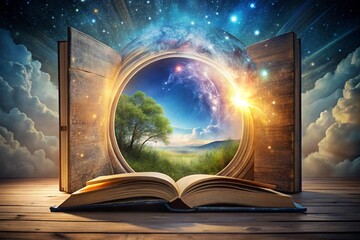 open book with magic light