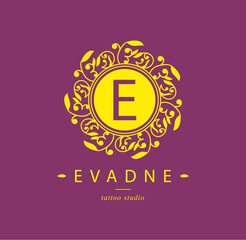 Botanical Logos. Monogram  with Organic Plant Elements.