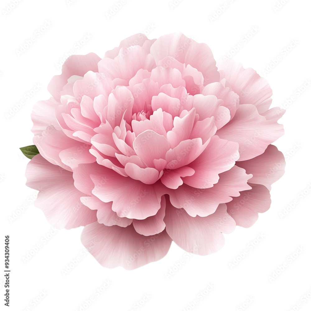 Poster delicate vector style peony with soft blush pink petals and subtle texture isolated on transparent b