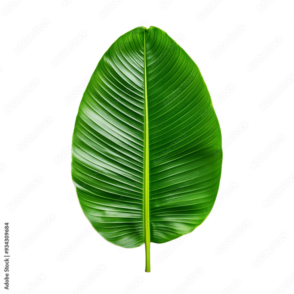 Poster elegant banana leaf top view showcasing sleek curves isolated on transparent background