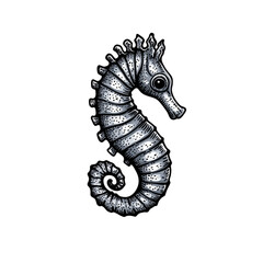 Fototapeta premium Graceful seahorse with curled tail and intricate textures isolated on a transparent background 