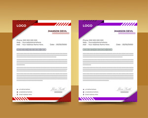 Professional clean and colorful letter head design.