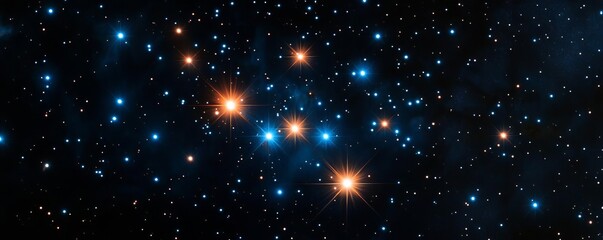 Fototapeta premium Brightly lit star clusters emerging from dense cosmic dust, stellar background, deep space imaging