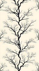 Obraz premium Black Branches, Shapes, Bars, Waves, Strokes on White Background, Abstract Image, Texture, Pattern, Wallpaper, Cover and Screen of Smartphone, Cell Phone, Computer, Laptop, 9:16 and 16:9 Format