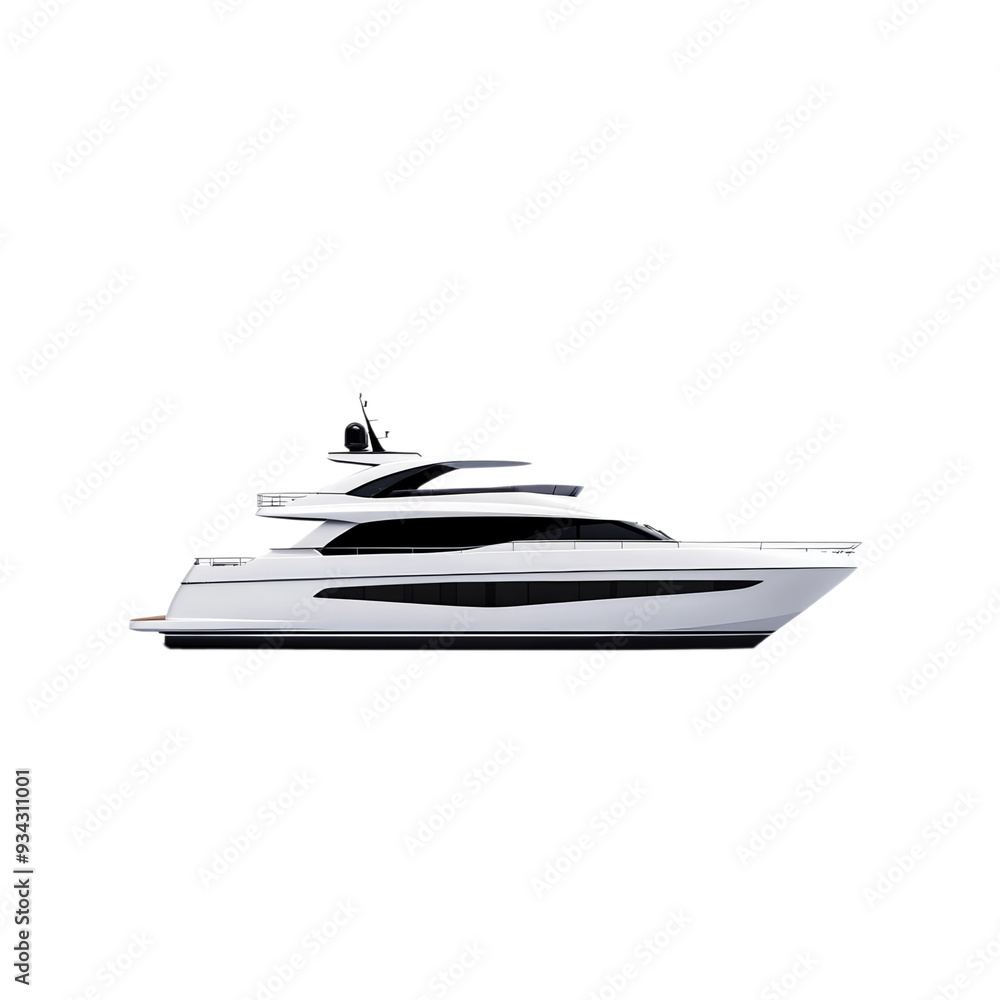 Poster minimal yacht side view curved hull modern clean structure isolated on transparent background