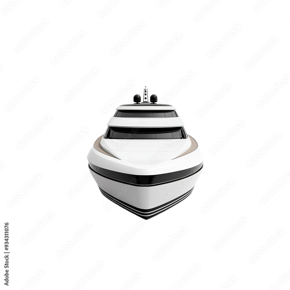 Poster minimalistic yacht futuristic angular design clean smooth body isolated on transparent background