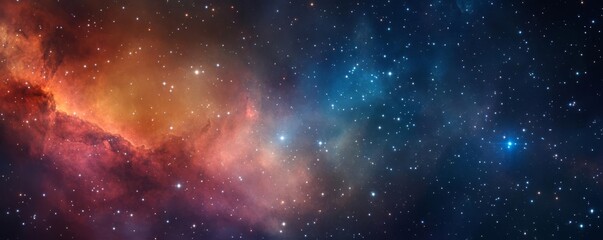 Obraz premium Cosmic dust drifting through a dense star field, creating patterns of light and shadow, space background, cosmic photography