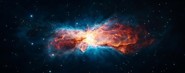 Obraz premium Cosmic dust illuminated by the light of a supernova in the Crescent Nebula, supernova background, cosmic explosion focus