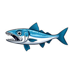 Sleek barracuda fish with menacing teeth and streamlined body isolated on transparent background 