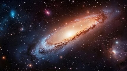 Obraz premium Cosmic dust illuminated by the light of distant galaxies, galactic background, deep space photography