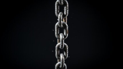 Detailed close up of gray diagonal chain, a blockchain concept, for thorough examination