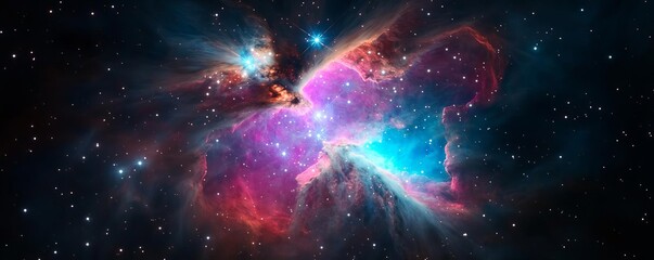 Fototapeta premium The Cat's Paw Nebula with vibrant cosmic dust and star clusters, nebula background, cosmic photography precision