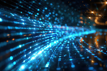 Naklejka premium Digital Code Flow in the Dark