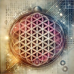 geometry featuring the Flower of Life symbol