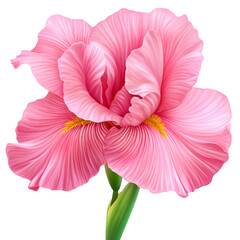 Naklejka premium Vector style coral pink iris with delicate folds and bright yellow accents isolated on transparent background 