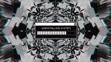 Computer operating system uninstalling and deleting. Animated transition for a video outro with green chroma key.