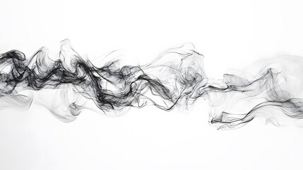 Black Smoke on White Background, Abstract Image, Texture, Pattern, Wallpaper, Cover and Screen of Smartphone, Cell Phone, Computer, Laptop, 9:16 and 16:9 Format