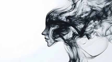 Fototapeta premium Black Smoke on White Background, Abstract Image, Texture, Pattern, Wallpaper, Cover and Screen of Smartphone, Cell Phone, Computer, Laptop, 9:16 and 16:9 Format