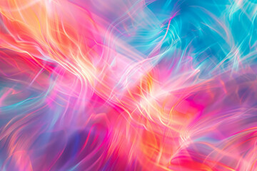 A colorful, abstract painting with a lot of pink and blue