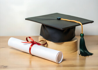 graduation cap and diploma