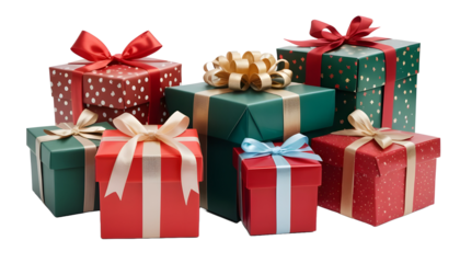 Colorful Present on White Background with Copy Space