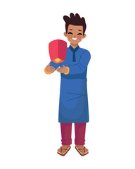 man celebrating diwali festival of india