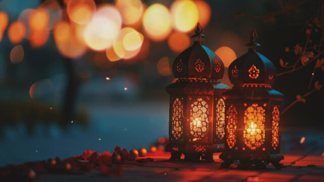 islamic  latern in the night