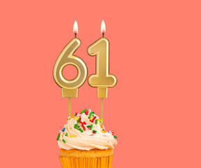 Birthday candle and cupcake - Number 61
