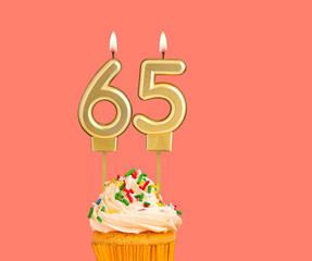 Birthday candle and cupcake - Number 65