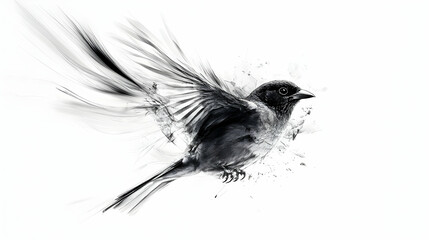 Photo of sparrow, black and white