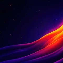Fototapeta premium A vibrant abstract design featuring flowing waves of orange and purple against a dark background, evoking a sense of motion and energy.