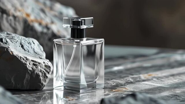 perfume bottle on black with colorful lights HD resolution with hyper realistic 4K footage video Background.