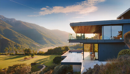 Modern Luxury Minimalist House with Valley and Mountain Views. 