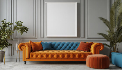 Fototapeta premium Colourful living room French Modern Interior Design