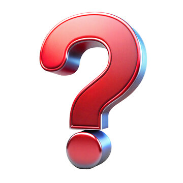 A 3D metallic red question marks with a shiny finish, representing uncertainty or inquiry. Transparent background.