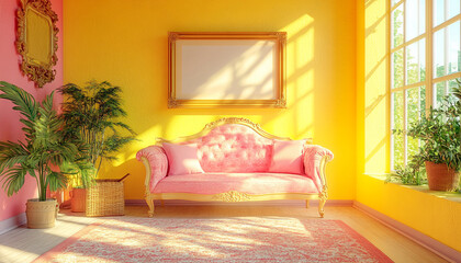 Colourful living room French Provincial Farmhouse Interior design style