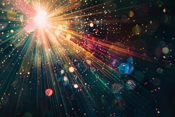 Obraz premium A bright light shines through a dark room