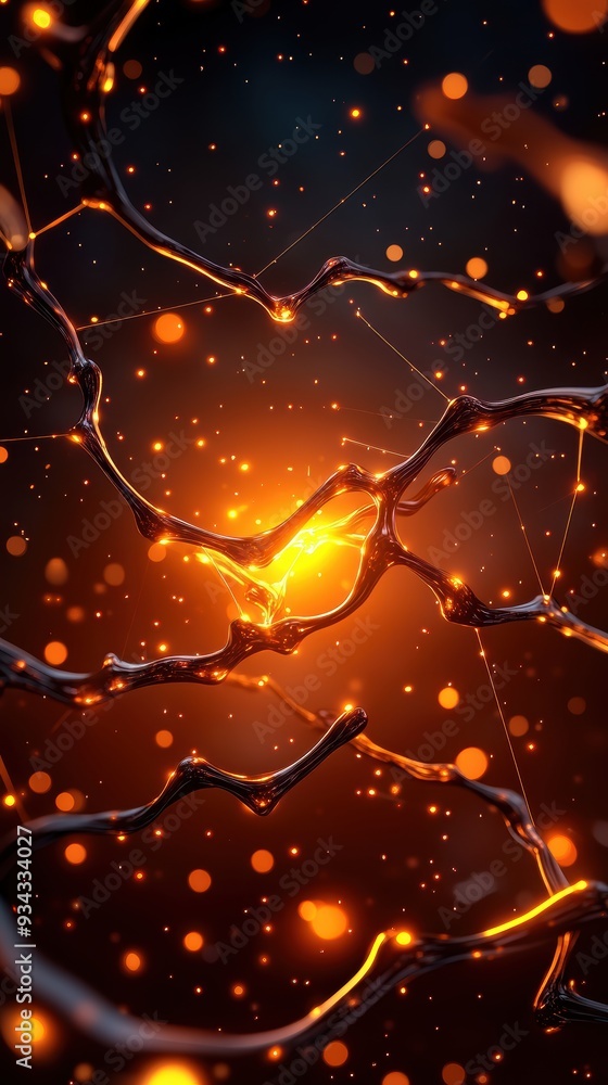 Aufkleber abstract close-up of glowing particles and branches showcasing an ethereal network of light and orga