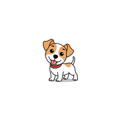 Cute jack russell puppy cartoon, vector illustration
