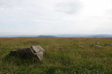 Landscape And Misty View Into The Distance At The Summit of The Brocken In Summer