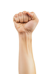 A fist raised in the air, a symbol of hope and unity isolated on transparent background
