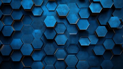 Abstract geometric blue hexagon pattern background.