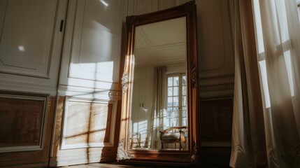 brown wooden framed mirror