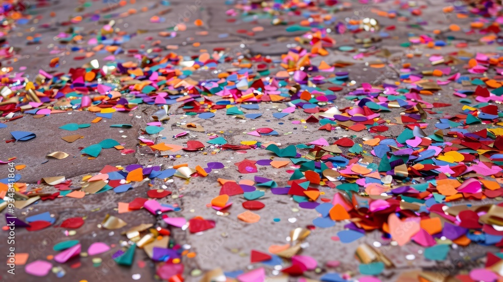 Poster assorted-color confetti on floor
