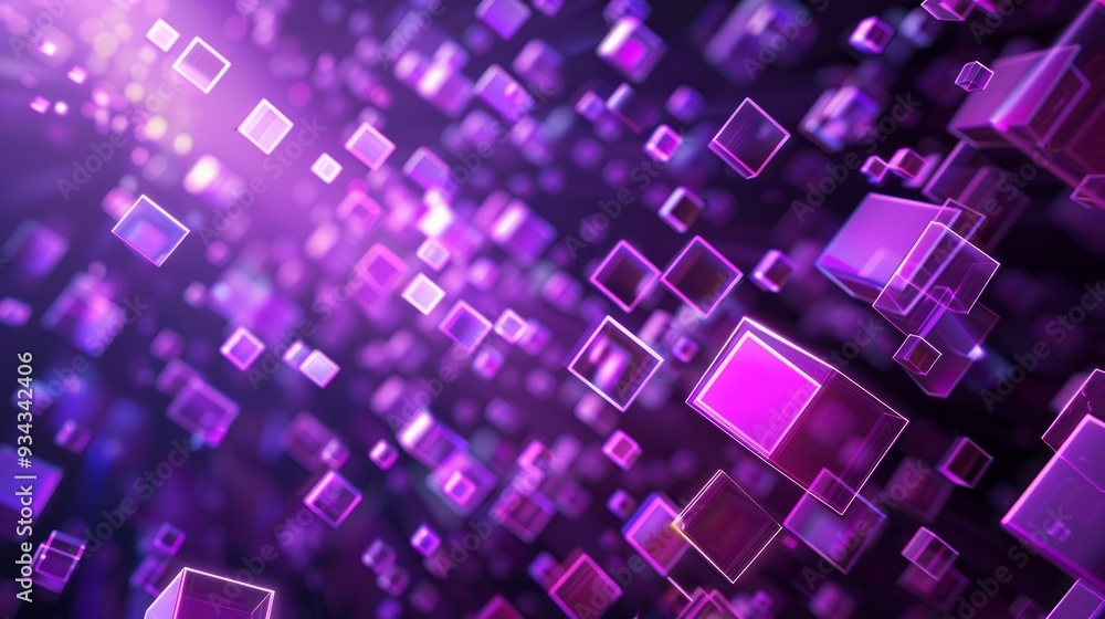 Poster an abstract purple background with squares and rectangles